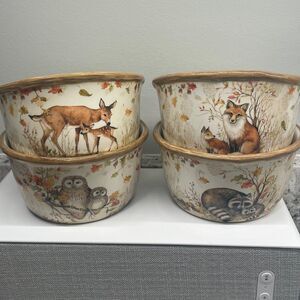 4 Mom & Baby Certified International Pine Forest Woodland Animals Bowl Set